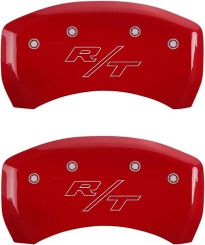 أغطية الفرجار MGP - أغطية الفرجار الفرامل لعام 2011-2023 Dodge Challenger & 2011-2023 Dodge Charger (يتطلب الفرجار الأمامي للمكبس المزدوج) مجموعة أمامية وخلفية - شعار R/T المحفوظ (Red) in Kuwait