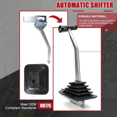 80775 Unimatic Automatic Shifter Fits for GM TH-400, 350, 700R4, 4L60E, Ford C4, C6, AOD, Chrysler A727/A904, Features Neutral Safety Switch, Black T-Handle, 5-Foot Cable in Saudi Arabia