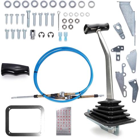 80775 Unimatic Automatic Shifter Fits for GM TH-400, 350, 700R4, 4L60E, Ford C4, C6, AOD, Chrysler A727/A904, Features Neutral Safety Switch, Black T-Handle, 5-Foot Cable in Saudi Arabia