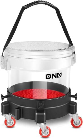DNA MOTORING 5 Gallon Washing System Includes 15.5L Bucket, Grit Guard, Five Castor, Bucket Dolly, and Lid for Car Wash and Detailing, Transparent, TOOLS-00603 in Saudi Arabia