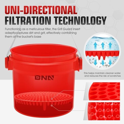 DNA MOTORING 5 Gallon Washing System Includes 15.5L Bucket, Grit Guard, Five Castor, Bucket Dolly, and Lid for Car Wash and Detailing, Transparent, TOOLS-00603 in Saudi Arabia