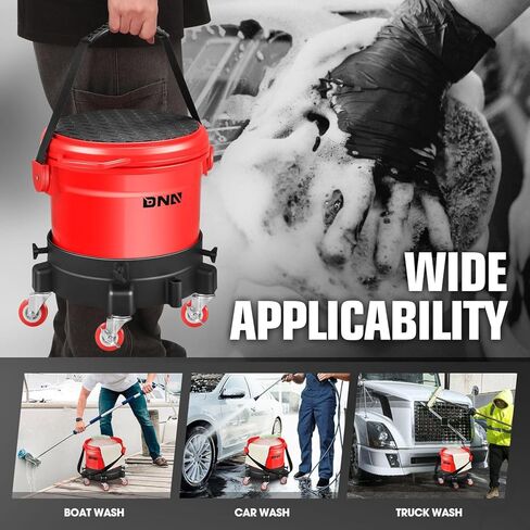 DNA MOTORING 5 Gallon Washing System Includes 15.5L Bucket, Grit Guard, Five Castor, Bucket Dolly, and Lid for Car Wash and Detailing, Transparent, TOOLS-00603 in Saudi Arabia