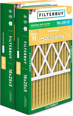 مرشح هواء Filterbuy 20x25x5 MERV 11 Allergen Defense (عبوة من قطعتين)، مرشحات هواء فرن HVAC AC مطوية لـ Trion Air Bear، Generalaire، Skuttle، وUltravation (الحجم الفعلي: 19.63 × 24.13 × 4.88 بوصة) in Saudi Arabia