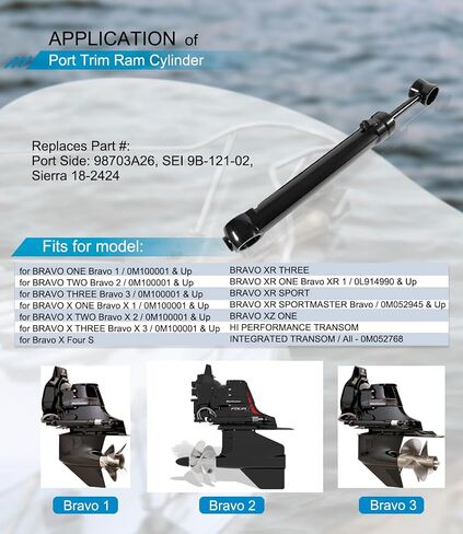 تقليم الطاقة ، جزء استبدال منفذ أسطوانة ذبابة الميل لـ Mercruiser Bravo 1 2 3 X1 X2 X3 X4S XZ-يحل محل 98703A26 8M0108279 (9B-121-02) in Kuwait