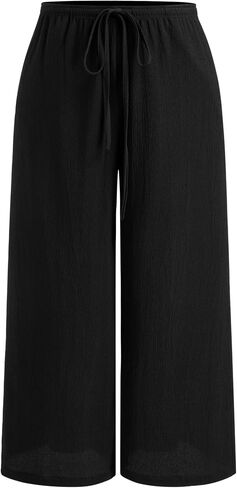 CIDER High Rise Solid Knotted Pocket Wide Leg Trousers Curve & Plus in Saudi Arabia