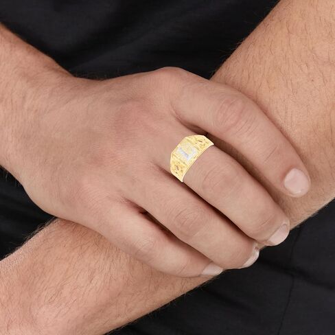 Floreo 10k Yellow Gold Two-Tone 8mm Square A-Z Initial Letter Ring in Saudi Arabia