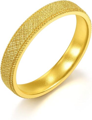 CHOW SANG SANG 999.9 24K Solid Gold Dainty Gold Beaded Ring for Men Price-by-Weight in Kuwait