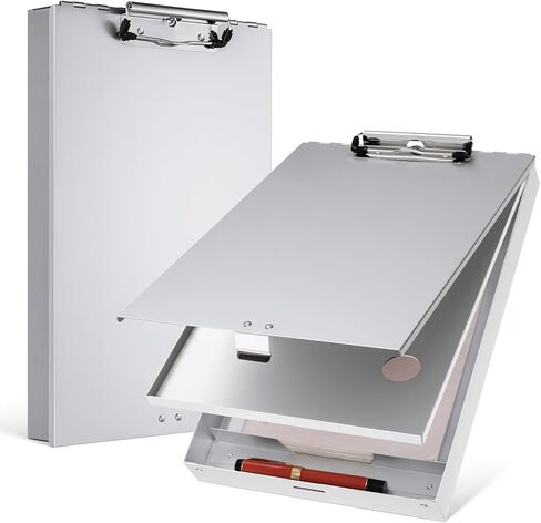 PerKoop Aluminum Clipboard with Storage Folder Form Holder Clipboard Metal Clip Board 14x9.3x2.2" Letter Size Clipboard Binder for Nurses Medical Personnel Business Office Stationery Items (4) in Saudi Arabia