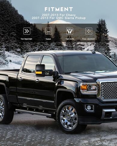 OCPTY Towing Mirrors Power Heated Left Driver Right Passenger Tow Mirrors Fit for 2014-2018 for Chevy for GMC 1500 2015-2019 for Chevy for GMC 2500/3500 HD with LED Turn Signal Running Back Up in Kuwait