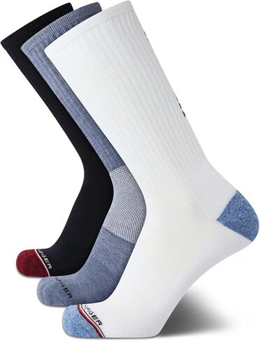 Tommy Hilfiger Mens Athletic Socks Cushion Crew Socks (3 Pack), Size 7-12, Black in Saudi Arabia