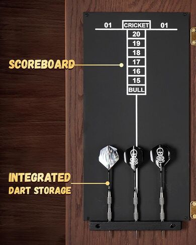 مجموعات خزانة لوح رمي السهام من السيزال، ألواح رمي السهام المزخرفة للبالغين [12 * سهام فولاذية] - خزانة خشبية مع لوحة نتائج مدمجة لغرف الألعاب العائلية [مشمش] in Kuwait