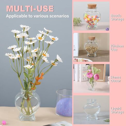 50 مل 1pcs زجاجات زجاجية صافية على شكل قلب زخرفية ، زجاجة زجاجية مع سدادة الفلين لحفل الزفاف وحرفة فنية DIY in Saudi Arabia