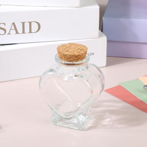 50 مل 1pcs زجاجات زجاجية صافية على شكل قلب زخرفية ، زجاجة زجاجية مع سدادة الفلين لحفل الزفاف وحرفة فنية DIY in Saudi Arabia