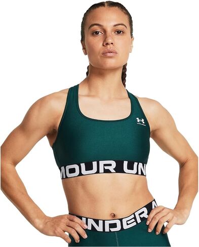 حمالة صدر رياضية ماركة Under Armour HeatGear Authentics Mid Impact سيليست/أبيض 2XL (الولايات المتحدة 18) in Saudi Arabia