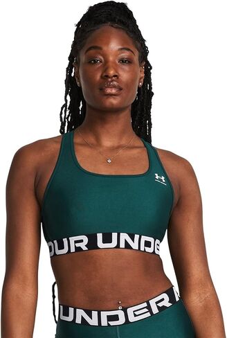 حمالة صدر رياضية ماركة Under Armour HeatGear Authentics Mid Impact سيليست/أبيض 2XL (الولايات المتحدة 18) in Saudi Arabia