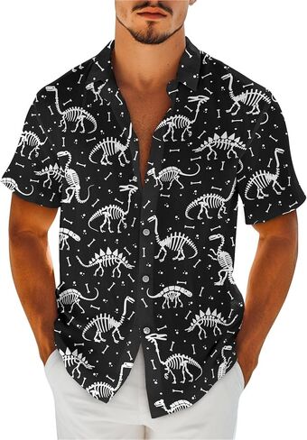 HUNTFAMI Men's Short Sleeve Shirts Button Down Casual Summer Shirts Hawaiian Shirt for Men in Saudi Arabia