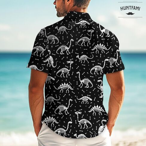HUNTFAMI Men's Short Sleeve Shirts Button Down Casual Summer Shirts Hawaiian Shirt for Men in Saudi Arabia