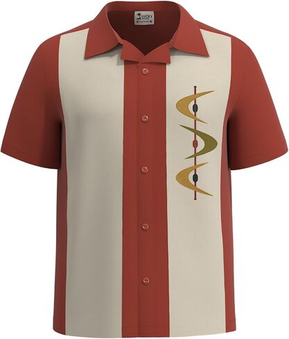 Mens Big and Tall Retro Bowling Cuban Collar Camp Shirt ~ Short Sleeve Mid Century Flair in Saudi Arabia