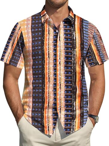 Hawaiian Shirt for Men Short Sleeve Button Down Shirt Men Casual Summer Tropical Beach Aloha Shirts Hawaii Party in Saudi Arabia
