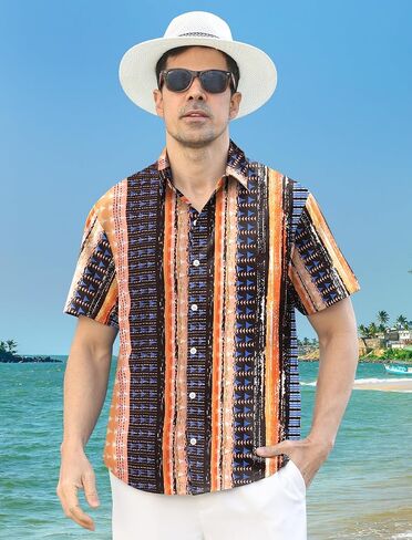 Hawaiian Shirt for Men Short Sleeve Button Down Shirt Men Casual Summer Tropical Beach Aloha Shirts Hawaii Party in Saudi Arabia