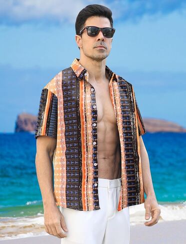 Hawaiian Shirt for Men Short Sleeve Button Down Shirt Men Casual Summer Tropical Beach Aloha Shirts Hawaii Party in Saudi Arabia