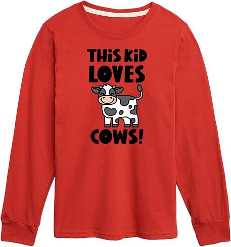 Instant Message - This Kid Loves Cows - Toddler & Youth Long Sleeve Graphic T-Shirt in Saudi Arabia