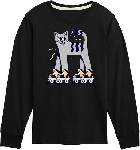 Roller Skating Cat - Kids Long Sleeve Tee in Kuwait