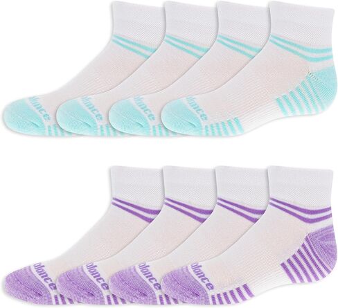 New Balance Kids' Performance Cushioned Low Cut Socks-8 Pairs-Breathable Mesh Arch Support in Saudi Arabia
