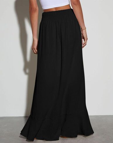 Orchidays Women's Maxi Skirt Flowy Summer Long Skirts Tie Elastic Waist Button Up Slit Front Dresses in Saudi Arabia