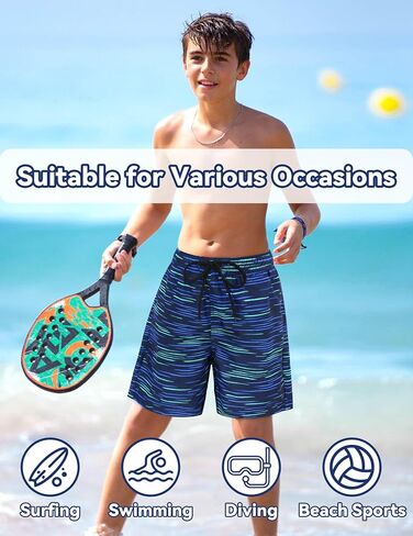Olreco Boys Swim Trunks with Compression Liner Kids Bathing Suit Boys Board Shorts Quick Dry Teen Swimsuit Kids Swim Shorts in Saudi Arabia