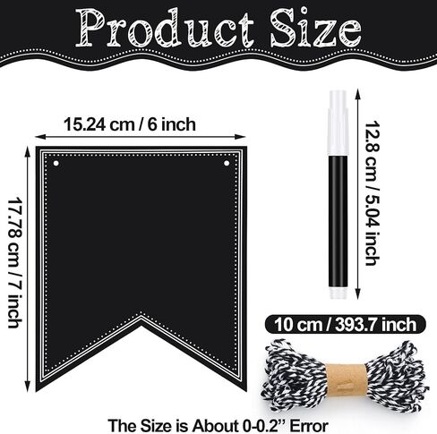 TaoBary 41 Pcs Decorative Custom Chalkboard Paper Pennant Banner Set with White Chalk Markers for Wedding Birthday Party Indoor and Outdoor Theme Events in Saudi Arabia