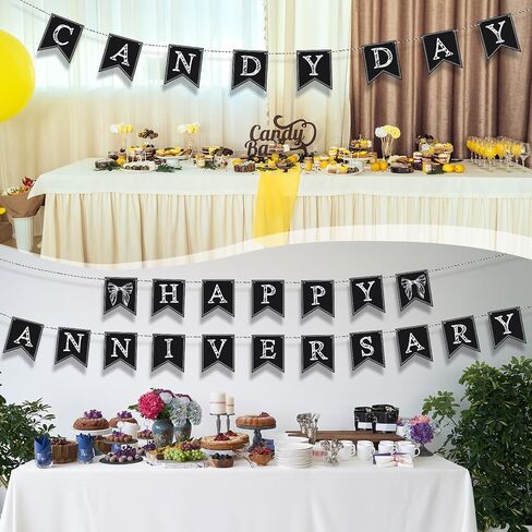 TaoBary 41 Pcs Decorative Custom Chalkboard Paper Pennant Banner Set with White Chalk Markers for Wedding Birthday Party Indoor and Outdoor Theme Events in Saudi Arabia
