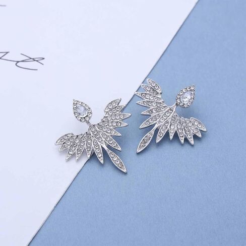 Boho Crystal Wing Earrings Gold Cz Teardrop Stud Earrings Crystal Ear Jacket Earrings Cz Wing Jacket Earrings Rhinestone Angel Wing Earrings Jewelry for Women in Kuwait