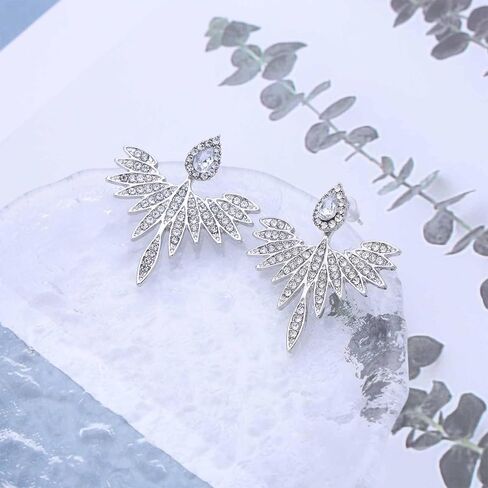 Boho Crystal Wing Earrings Gold Cz Teardrop Stud Earrings Crystal Ear Jacket Earrings Cz Wing Jacket Earrings Rhinestone Angel Wing Earrings Jewelry for Women in Kuwait