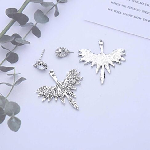 Boho Crystal Wing Earrings Gold Cz Teardrop Stud Earrings Crystal Ear Jacket Earrings Cz Wing Jacket Earrings Rhinestone Angel Wing Earrings Jewelry for Women in Kuwait