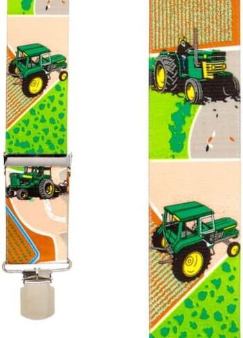 Novelty Green Tractors Suspenders - 2-Inch Wide Elastic - X-Back - Pin Clip - 4 Sizes Including Big & Tall in Saudi Arabia