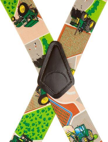 Novelty Green Tractors Suspenders - 2-Inch Wide Elastic - X-Back - Pin Clip - 4 Sizes Including Big & Tall in Saudi Arabia