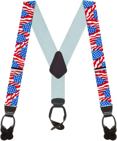 Novelty Old Glory Design Suspenders - 1.5-Inch Wide Elastic - Y-Back - Button - 3 Sizes in Saudi Arabia