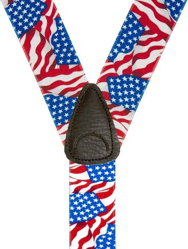 Novelty Old Glory Design Suspenders - 1.5-Inch Wide Elastic - Y-Back - Button - 3 Sizes in Saudi Arabia