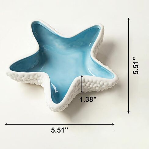 Starfish Jewelry Dish Ceramic Holder Ring Trinket Tray, Ocean-themed Decorative Trinket Dish, Suitable for Mother Friend Sister, Gifts for Women, Home Decor Trinket Dish(Sea Blue) in Kuwait