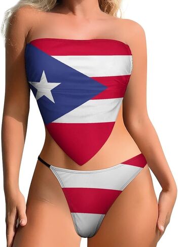 TAIZIYEAH Bikini Sets for Women Puerto Rico Flag Bikini Swimwear Sexy Push Up Two Piece Triangle Bikini Swimsuits L in Saudi Arabia