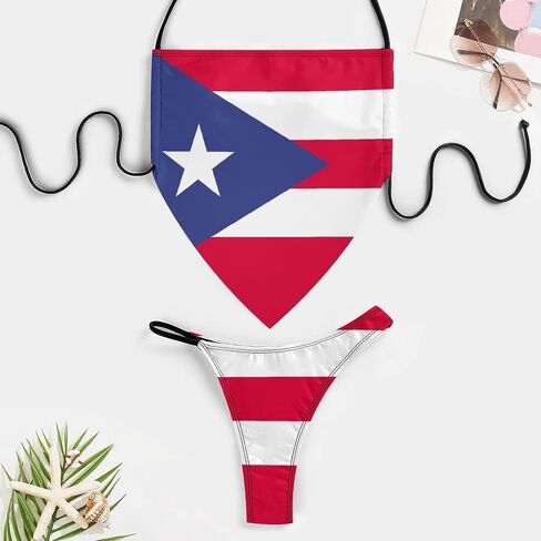 TAIZIYEAH Bikini Sets for Women Puerto Rico Flag Bikini Swimwear Sexy Push Up Two Piece Triangle Bikini Swimsuits L in Saudi Arabia