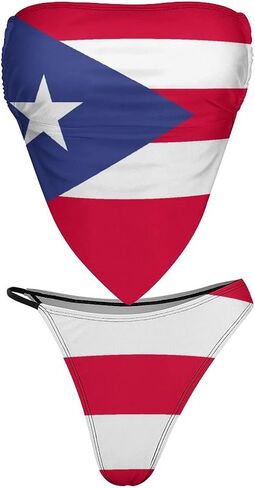 TAIZIYEAH Bikini Sets for Women Puerto Rico Flag Bikini Swimwear Sexy Push Up Two Piece Triangle Bikini Swimsuits L in Saudi Arabia