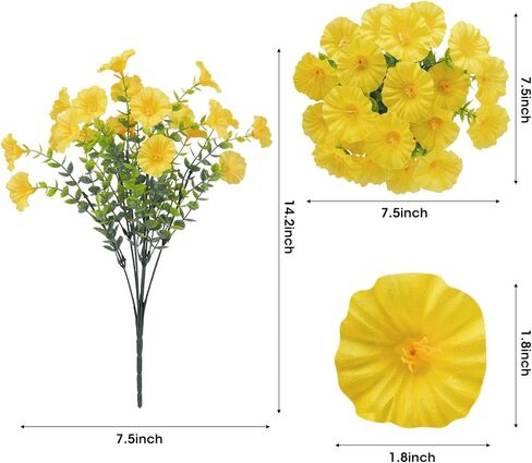 Ouddy Decor 24 Bundles Artificial Flowers for Outdoors Decoration Fake Silk Morning Glory Flowers Faux Eucalyptus Plants UV Resistant for Porch Patio Garden Spring Summer Home Decor, Multicolor in Saudi Arabia