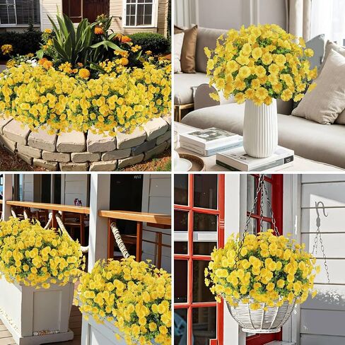 Ouddy Decor 24 Bundles Artificial Flowers for Outdoors Decoration Fake Silk Morning Glory Flowers Faux Eucalyptus Plants UV Resistant for Porch Patio Garden Spring Summer Home Decor, Multicolor in Saudi Arabia