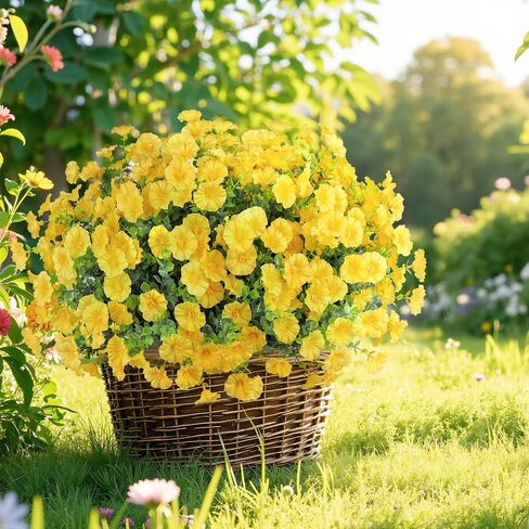 Ouddy Decor 24 Bundles Artificial Flowers for Outdoors Decoration Fake Silk Morning Glory Flowers Faux Eucalyptus Plants UV Resistant for Porch Patio Garden Spring Summer Home Decor, Multicolor in Saudi Arabia