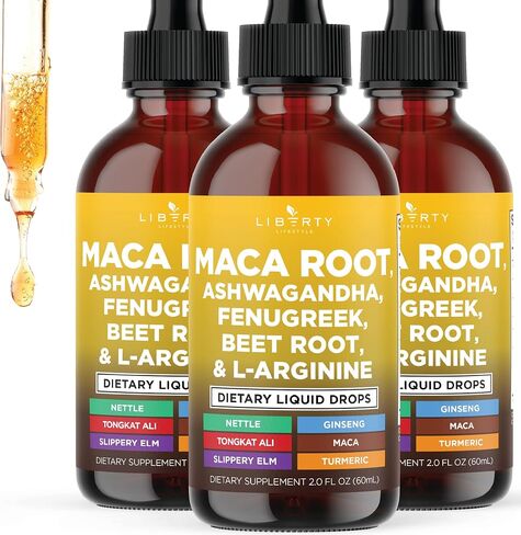Organic Maca Root Liquid Drops with Ashwagandha, Nettle, Fenugreek, Beet Root and L-Arginine Liquid Multivitamin for Women and Men - 4oz in Saudi Arabia