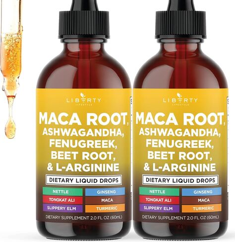 Organic Maca Root Liquid Drops with Ashwagandha, Nettle, Fenugreek, Beet Root and L-Arginine Liquid Multivitamin for Women and Men - 4oz in Saudi Arabia