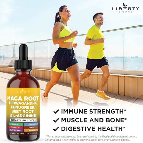 Organic Maca Root Liquid Drops with Ashwagandha, Nettle, Fenugreek, Beet Root and L-Arginine Liquid Multivitamin for Women and Men - 4oz in Saudi Arabia