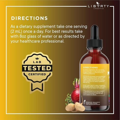 Organic Maca Root Liquid Drops with Ashwagandha, Nettle, Fenugreek, Beet Root and L-Arginine Liquid Multivitamin for Women and Men - 4oz in Saudi Arabia